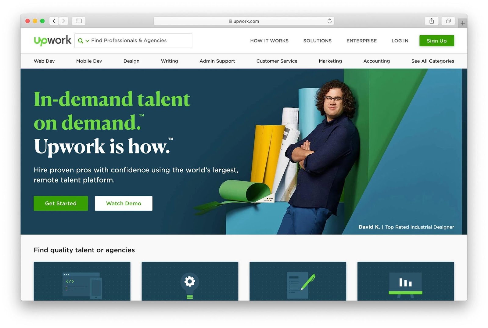 Upwork homepage