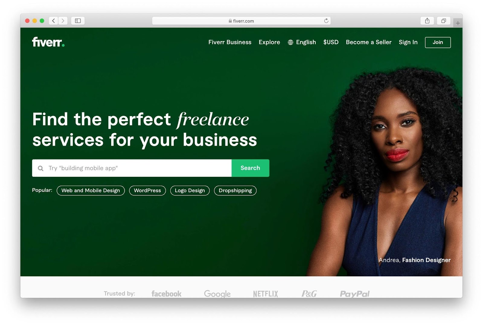 fiverr homepage