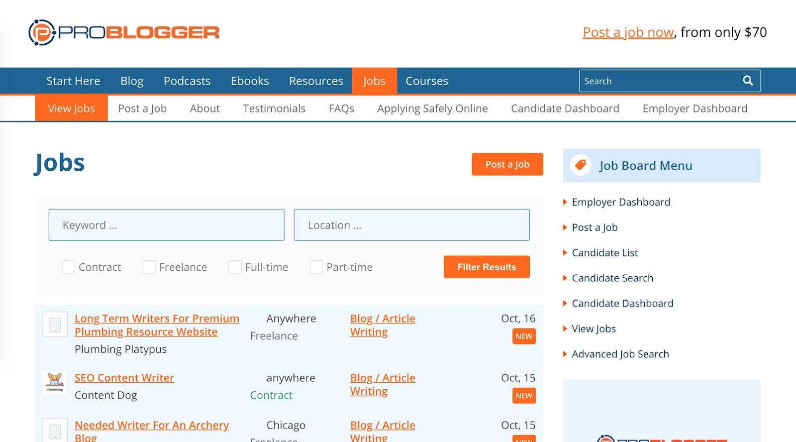 ProBlogger job listings