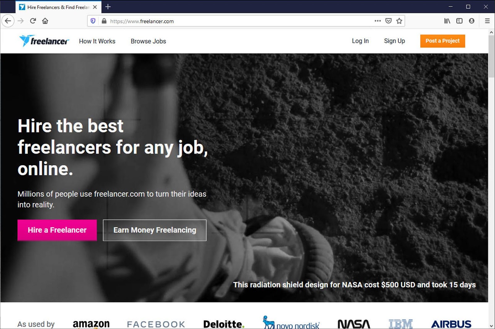 freelancer.com screenshot