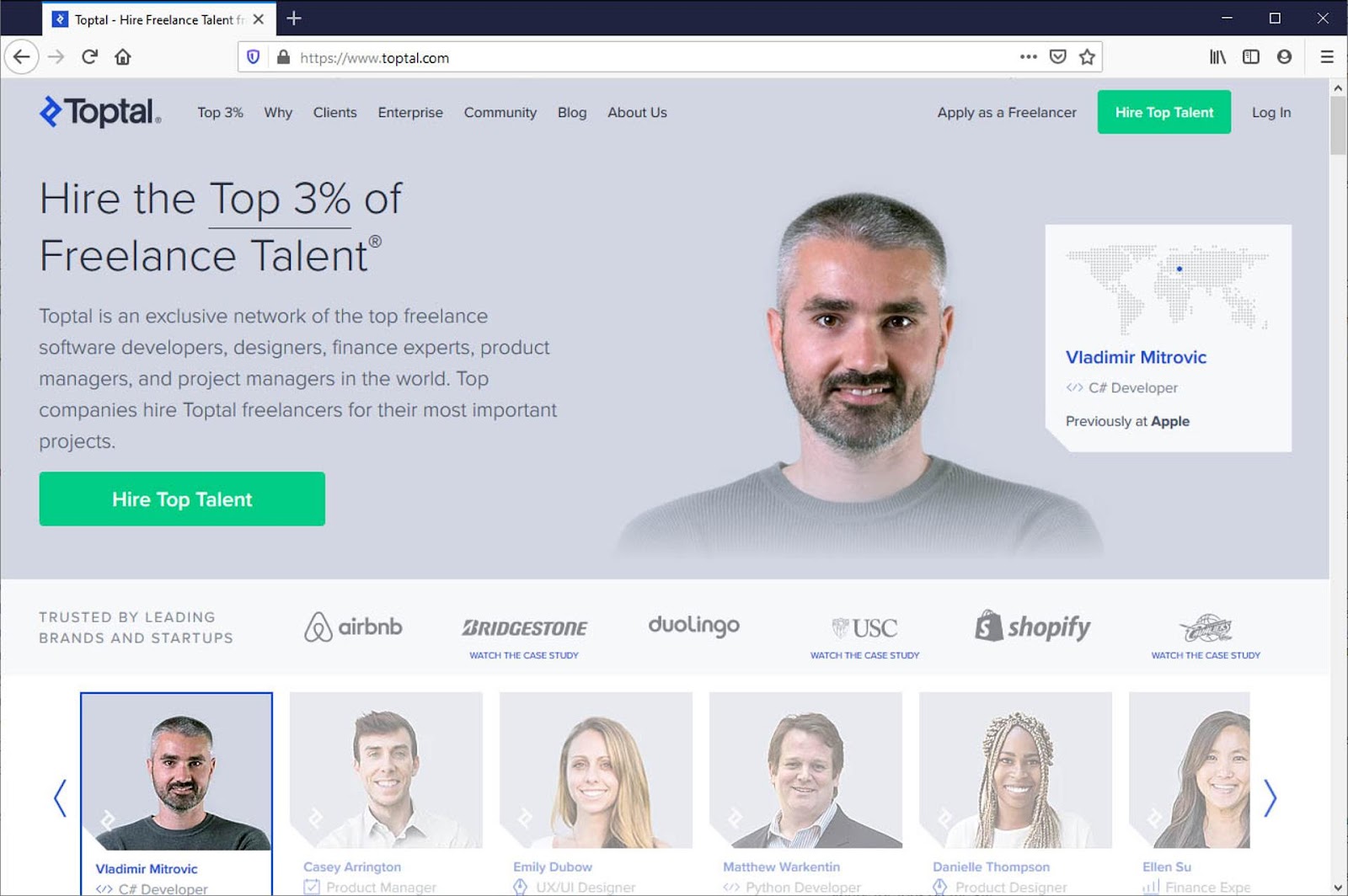 Toptal screenshot