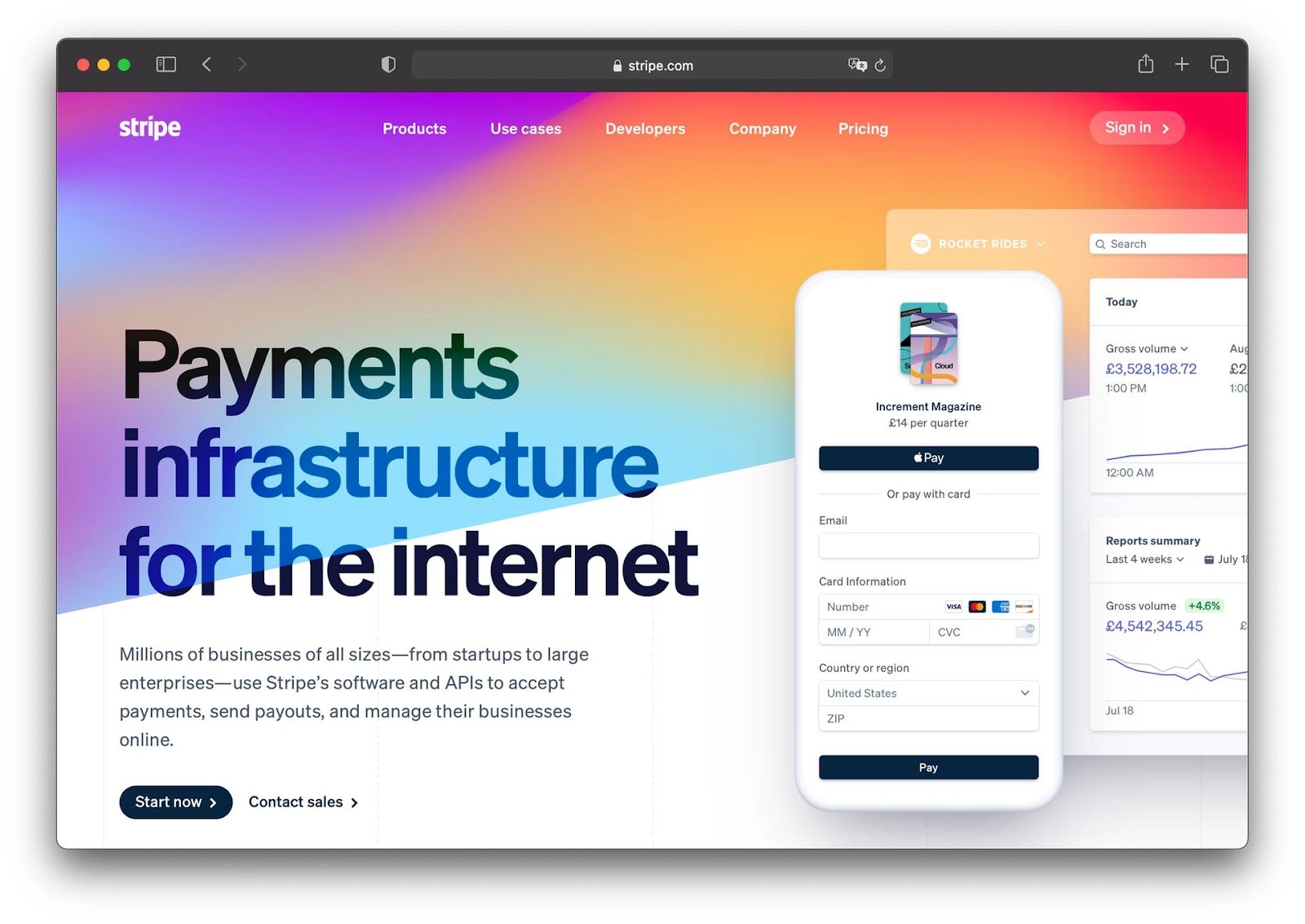 Stripe homepage